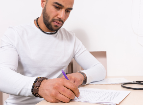 Man booking into treatment