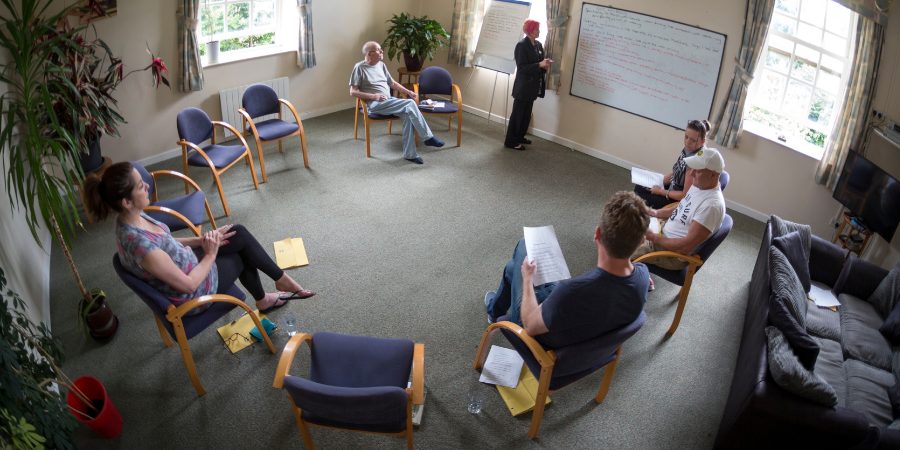 A group therapy session at Linwood House addiction centre