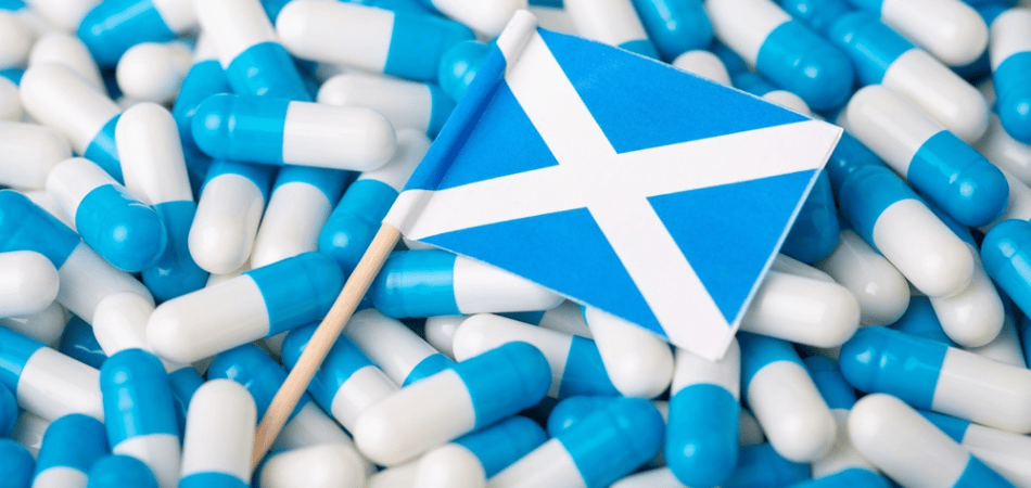 Scotland flag and pills